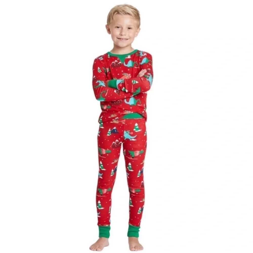 Target Wondershop Holiday Dino Print Pajama Set Toddler Size 3T - Picture 3 of 11